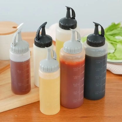 175ML/350ML Large Squeeze Bottle Condiment Bottles with Nozzles Ketchup BBQ Sauces Oil Bottle Dispenser Squeeze Sauce Bottles