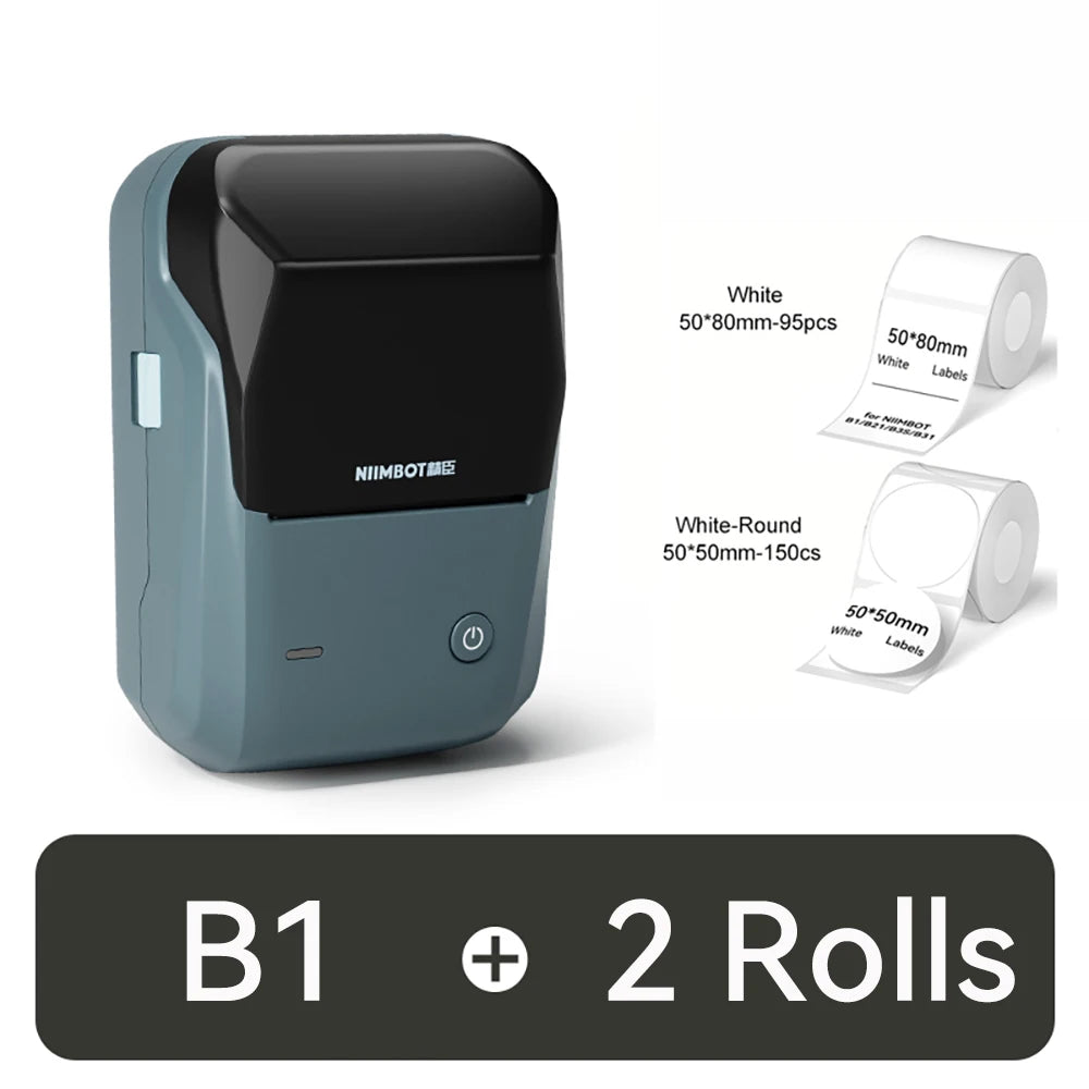 NIIMBOT B1 Portable Thermal Printer With Tapes 2 Inch Adhesive Label Printer Mini Bluetooth Sticker Maker Support Smartphones PC