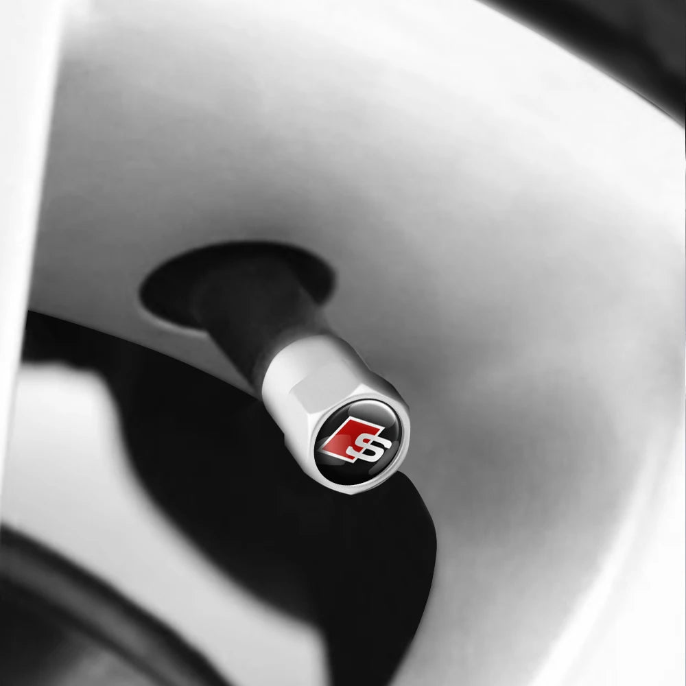 4pcs Aluminum Alloy Styling Car Wheel Tire Air Valve Caps Accessories For Audi Sline A1 A2 A3 A4 A4L A5 A6 A7 A8 A8L TT Q1 Q2 Q3