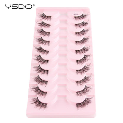 YSDO 5/10 Pairs Half Lashes Cat Eyelashes Soft Natural Clear Band False Lashes Natural Wispy Faux 3d Mink Eyelashes Makeup Tools
