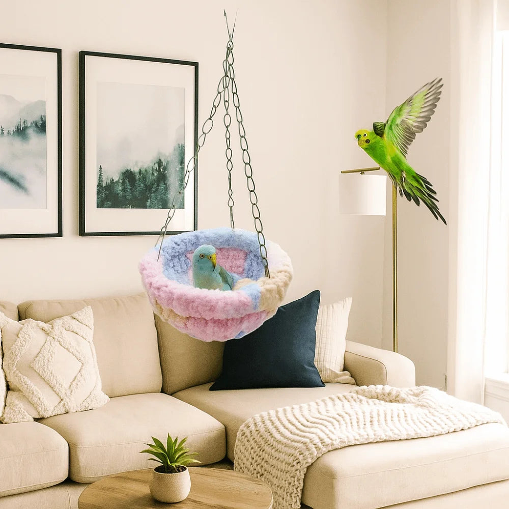 Bird Bed Hideout Warm Bird Hanging Hammock Thicken Bite Resistant Parrot Cotton Nest Comfortable Soft Bird Cage Swing Bird Cage