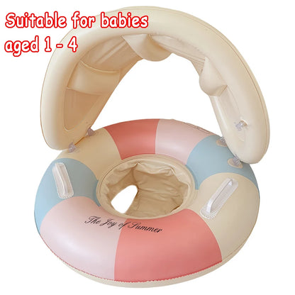 Baby Swimming Float Ring Toy Inflatable Swim Ring Floating Safty Seat with Canopy Kid Summer Water Pool Play Equipment Beach Toy