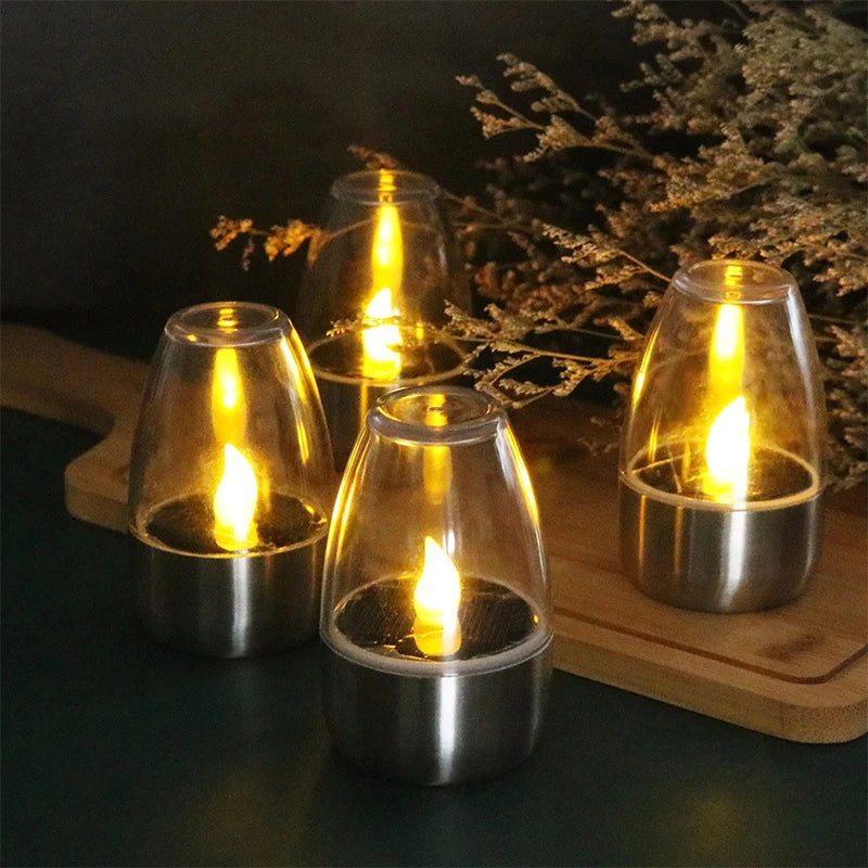 LED Solar Candles Light Flameless Rechargeable Night Light For Wedding Party Garden Decor, Outdoor Waterproof Solar Candles Lamp