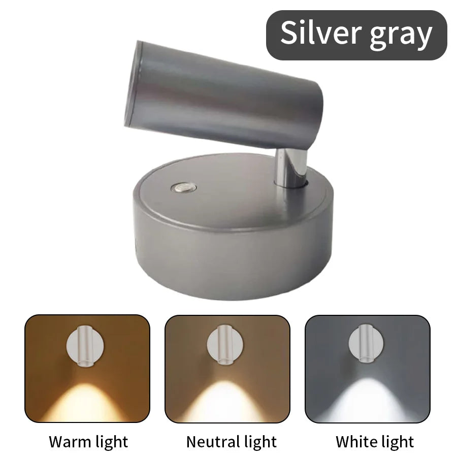 Magnetic Base USB Rechargeable LED Cordless Wall Light Touch, Switch Black White Gold Silvery Dimmable Bedside Lamp For Reading, LED Light