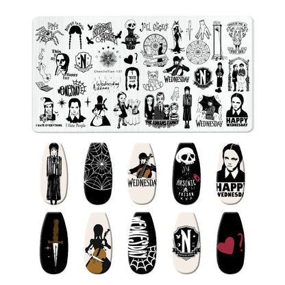 RJ Halloween Nail Stamping Plates, Beautiful zombie Festival Pattern Nail Art Image Plates, Stainless Steel Nail Art Plate Stencil