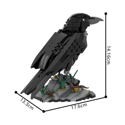 MOC Raven Model Building Blocks Sets Clever Raven Black Bird 3D Home Ornament Brick STEM Toy Adult Valentine's Day Gift