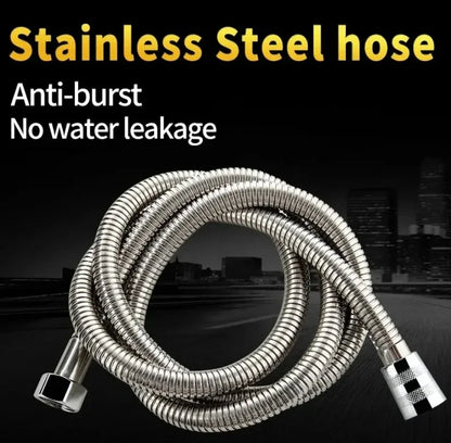 SUS 304 1.5/2M, Black/silver Flexible Shower Hose, Long Bathroom Shower Pipe Extension, Water Pipe Pull Pipe Bathroom Accessories