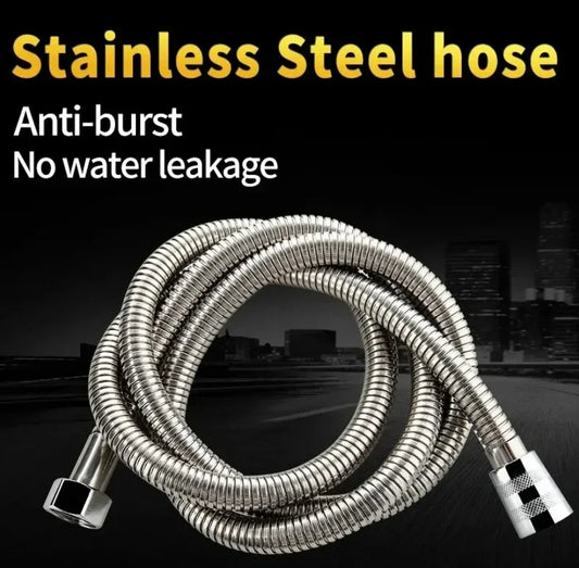 SUS 304 1.5/2M, Black/silver Flexible Shower Hose, Long Bathroom Shower Pipe Extension, Water Pipe Pull Pipe Bathroom Accessories