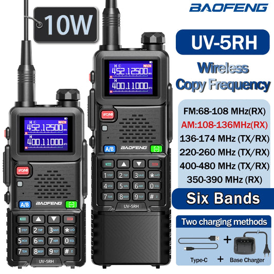 Baofeng UV-5RH 10W Air Band Walkie Talkie Long Range Wireless Copy Frequency Type-C Baofeng UV-5R MINI UV-21 PRO 2-Way Ham Radio