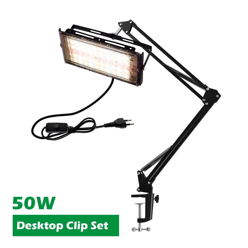 AC220V LED Plant Grow Light 50W/100W Phyto Lamp Full Spectrum Growing Lights with Bracket Adjustable Tripod for Seeds Veg Flower