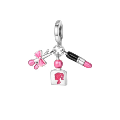 Pink Bead Bag Perfume Lipstick high heels Pendant fit Original Bracelet Accessories DIY Jewelry Women 925Silver Gift Trunk Charm