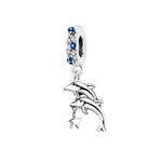 925 Plata Tortuga marina cangrejo Pulpo Dijes Delfín estrella de mar Colgante Ajuste Pulsera Original Mujer DIY Accesorios Joyería Regalo
