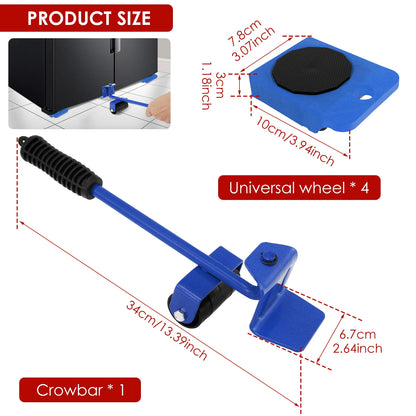 Juego de rodillos para mover muebles, transportador, herramienta de elevación de muebles de servicio pesado, herramienta de rodillos deslizantes para transportador de muebles