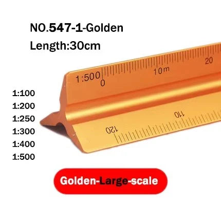 30cm Triangular Scale Ruler 1:20-1:500 Metal Plastic Straight Ruler Metric Architect Engineer Accurate Drafting Measure Tool