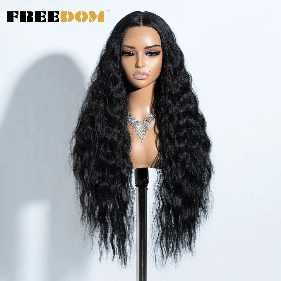 Synthetic Lace Front Wig, Long Deep Wavy Ombre Blonde Ginger Lace Wigs For Black Women, Heat Resistant Cosplay Wigs, FREEDOM