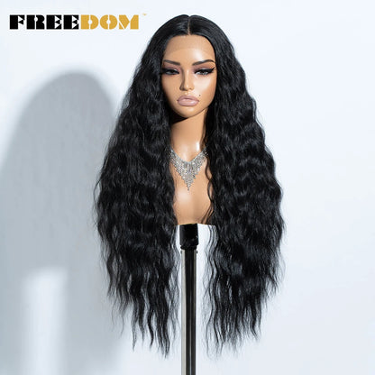 Synthetic Lace Front Wig, Long Deep Wavy Ombre Blonde Ginger Lace Wigs For Black Women, Heat Resistant Cosplay Wigs, FREEDOM
