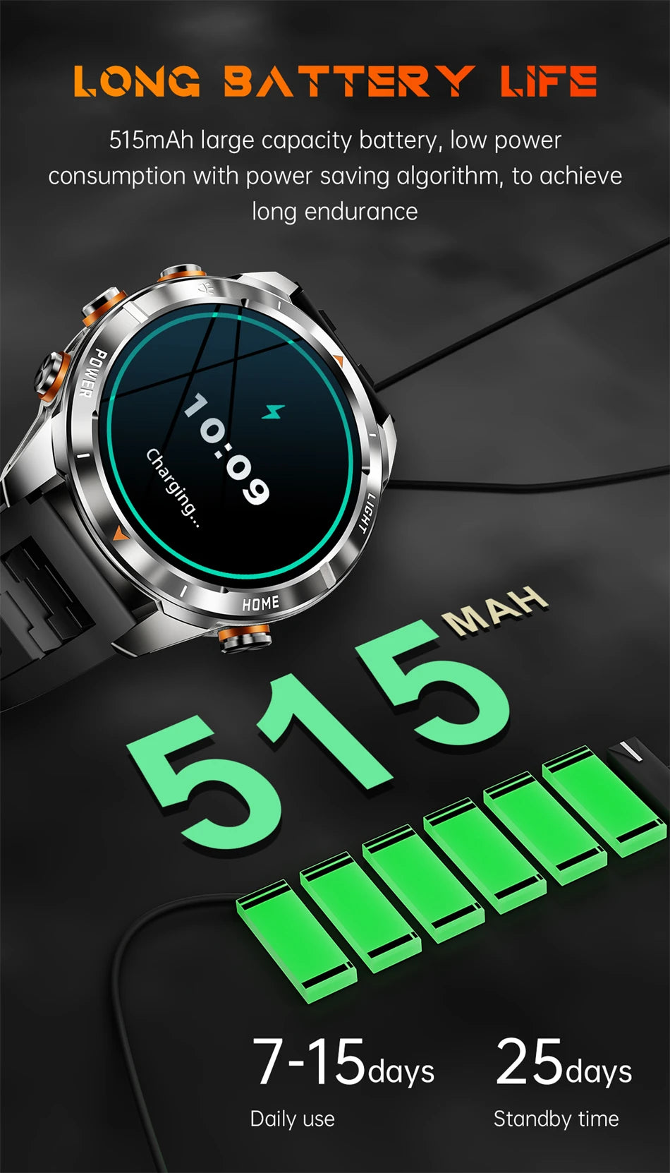 New Outdoor Sport Smart Watch, For Men, 1.46" AMOLED Screen LED, Flashlight, 515mAh Battery, 10ATM Waterproof, Bluetooth Call Smartwatch