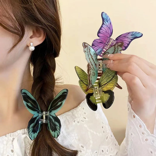 1Pc Big and Elegant Butterfly Hair Claw Clips, Colorful Claw Clips Accessories for Women with Thin and Medium Hair, Styling Accessories