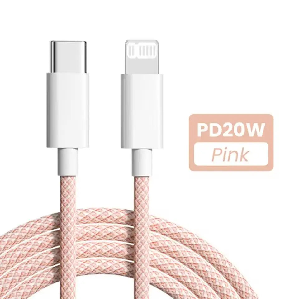 PD 20W USB-C to Lightning Fast Charging Cable for iPhone 14 13 12 11 Pro Max XS 8 Plus iPad, Braided Data Cord 3.3FT/6.6FT