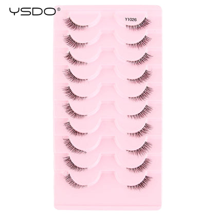 YSDO 5/10 Pairs Half Lashes Cat Eyelashes Soft Natural Clear Band False Lashes Natural Wispy Faux 3d Mink Eyelashes Makeup Tools