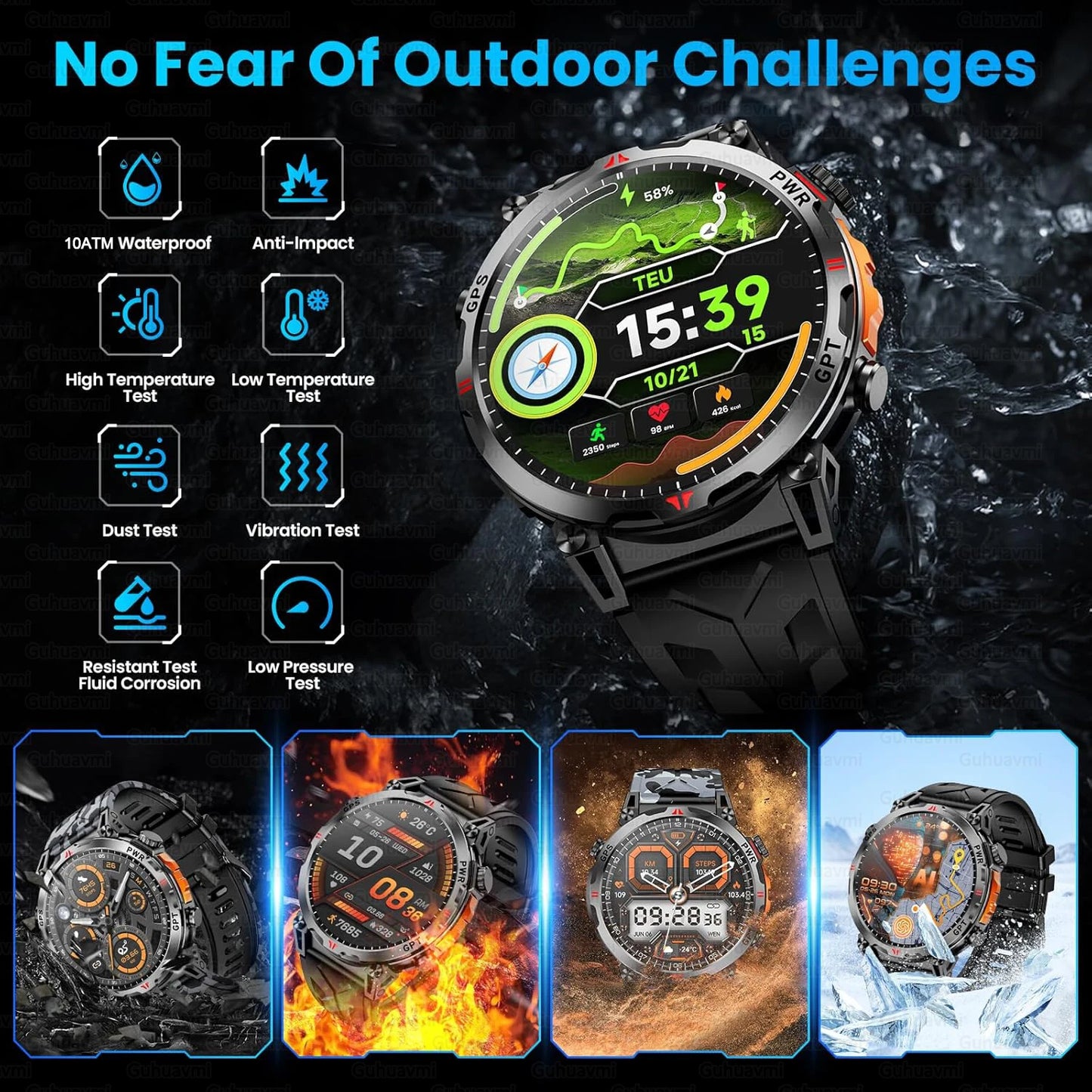 2026 New Outdoor GPS Sports Smartwatches Men Compass 10ATM Waterproof 24/7 Health Monitoring ChatGPT Bluetooth Call Smart Watch
