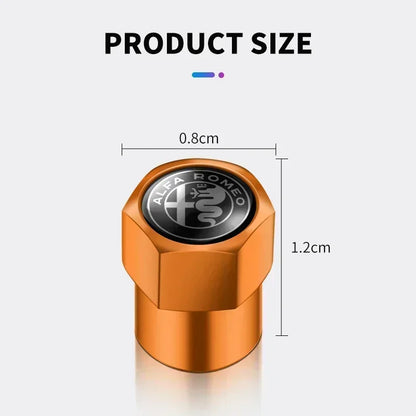 4Pcs Metal Car Wheel Tire Air Valve Caps Stem Covers For Alfa Romeo Mito Brera 147 Giulietta 159 156 Stelvio Sportiva Giulia