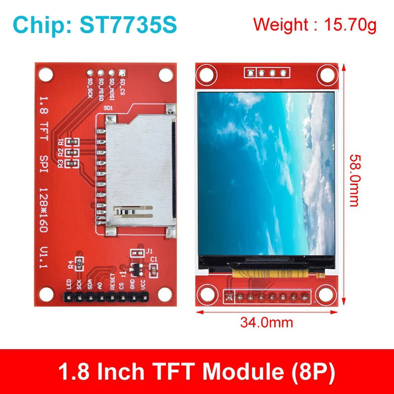 TFT Display, 0.96/1.3/1.44/1.8/2.4/2.8/3.5 Inch TFT Full Color Screen LCD Module, ST7735 ILI9341 Driver Interface SPI for Arduino