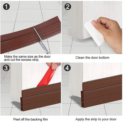 1m Under Door Draft Stopper Weatherstrip 5 Colors Flexible Silicone Rubber Sealing Strip Self-adhesive Window Gap Acoustic Tape