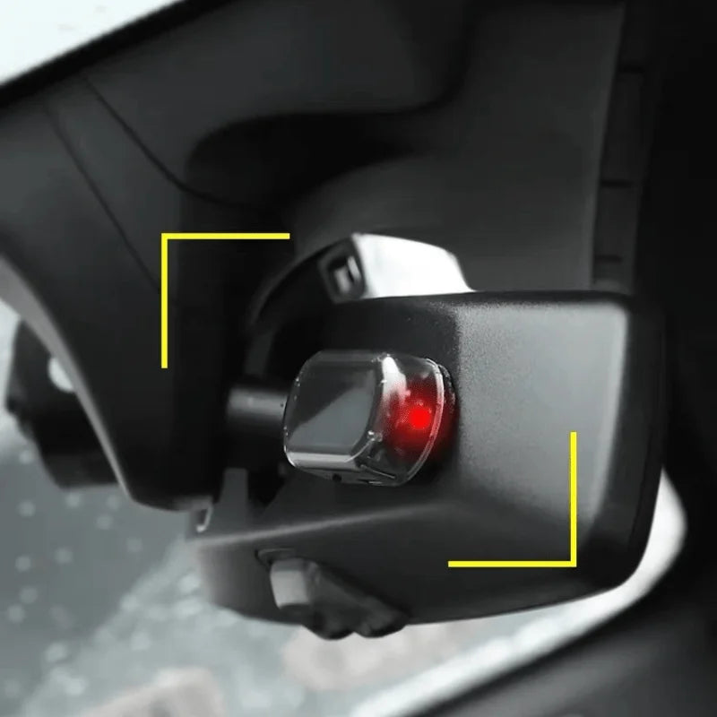 Car Alarm Light Car Solar Power Simulated Dummy Alarm Warning Anti-Theft LED Flashing Security Light with USB Port