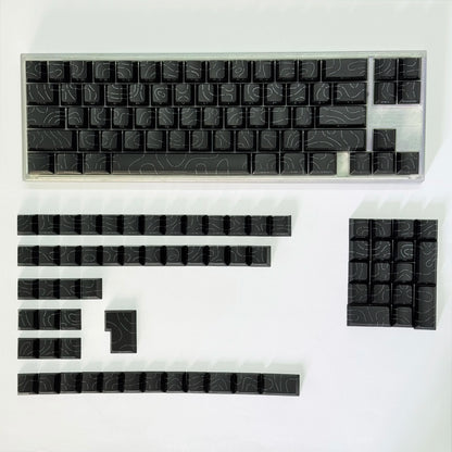 Contour Lines Translucent Keycaps Side Engraving Cherry Profile Black White Key Cap 60 70 80 90 100 Layout Mechanical Keyboard