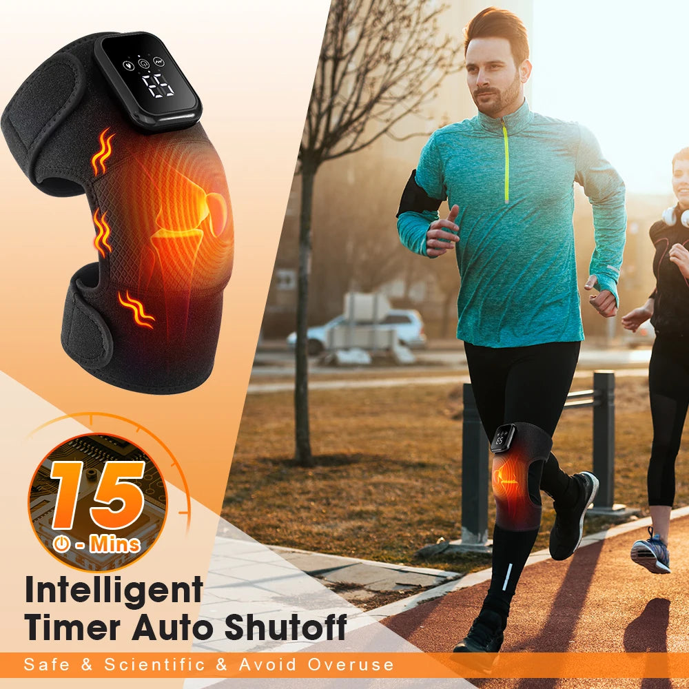 3-in-1 Heated Vibration Massager for Knee, Shoulder, and Elbow - 3 Heat Levels, 3 Vibration Modes, Non-Slip Wrap Design