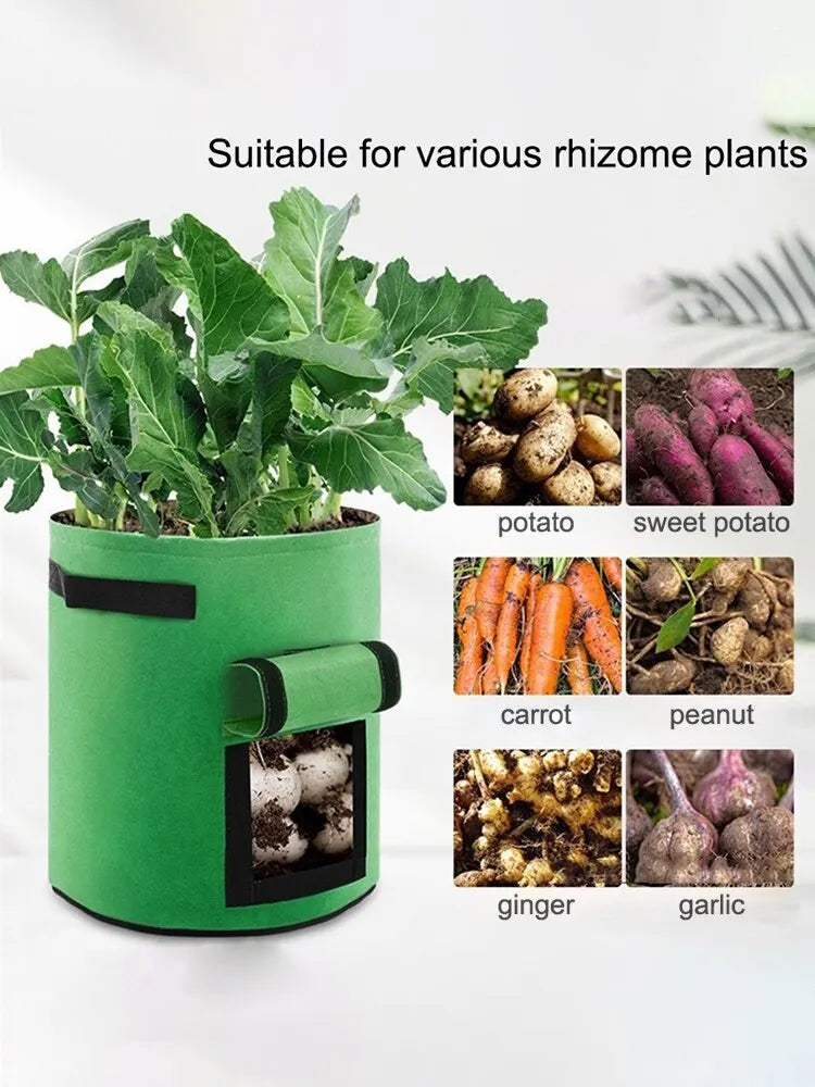 1Pc, Felt Potato Planting Bag, Large Diameter Vegetable Plant Seedling Bag, Non-Woven Felt Potato Growing Bucket