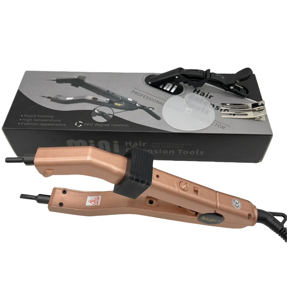 Loof golden Heat Hair Connector, Temperature Controllable Heat Iron Hair Extension Tools Kit