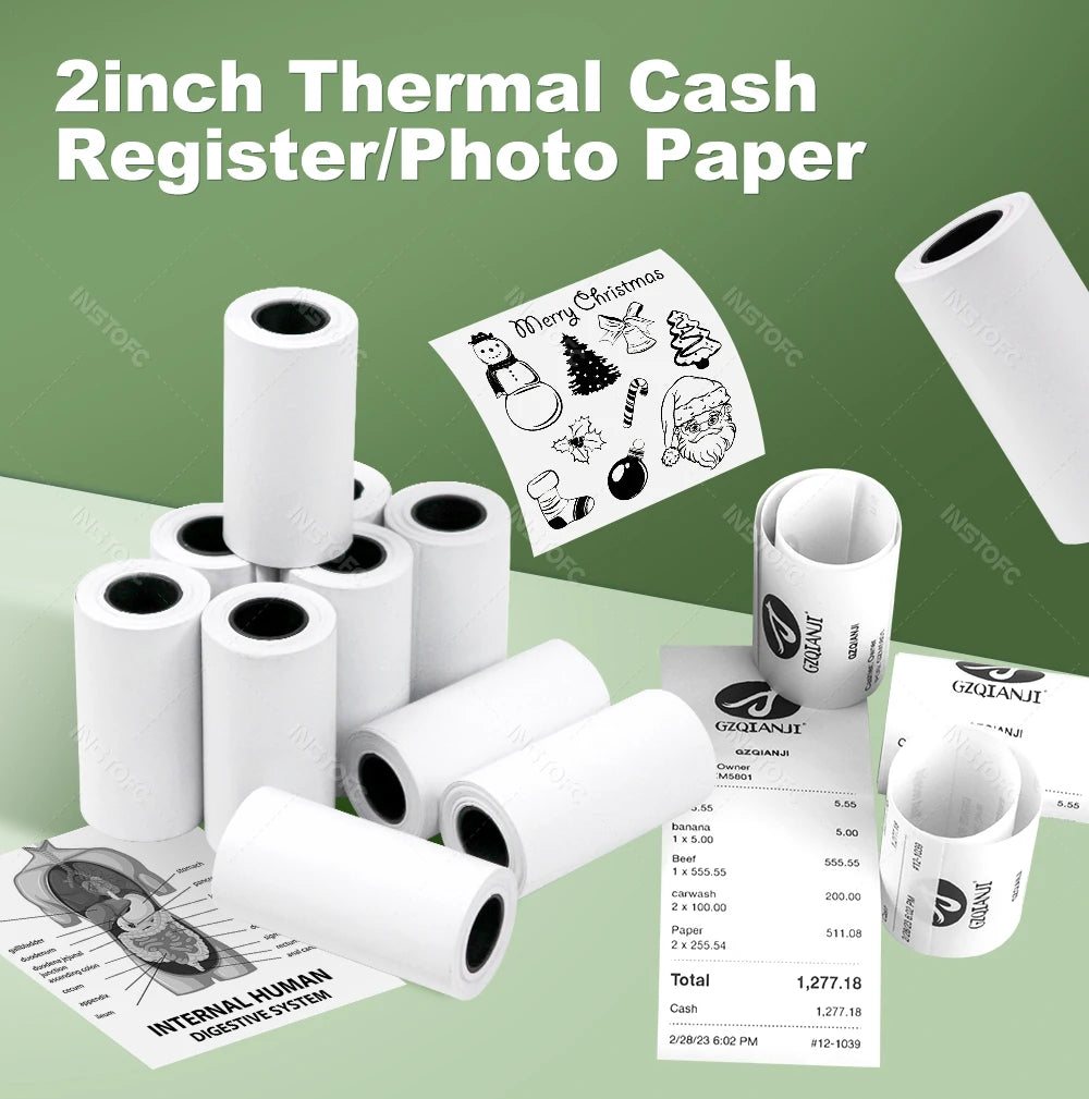 Thermal Printer Papers 57mm Color Papers for Camera Instant Print Kids Camera Printing Inkless Mini Portable Photo Printer