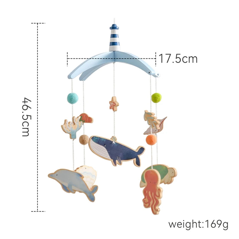 Newborn Baby Rattles Toys, 0-12 Months Soft Felt Whale Bed Bell Infant Mobile Crib Hanging Musical Carousel Toy, Boys Girls Gift