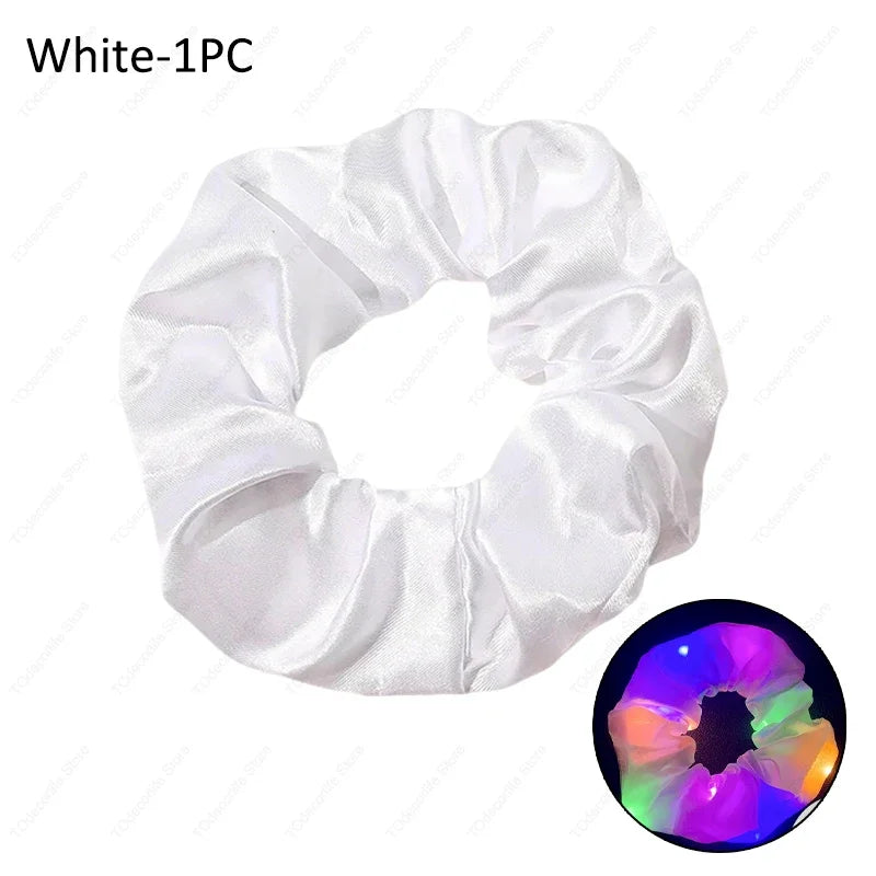 LED Luminous Scrunchies Hairband Women Glowing Elastic Hair Tie Hair Rope Girl Glow in the Dark Party Supplies Hair Accessory