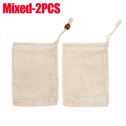 1/10PCS Hangable Soap Bags Natural Cotton Linen Foaming Soap Net Bag Body Soap Cleanser Net Bags Household Shower Cleaning Tools