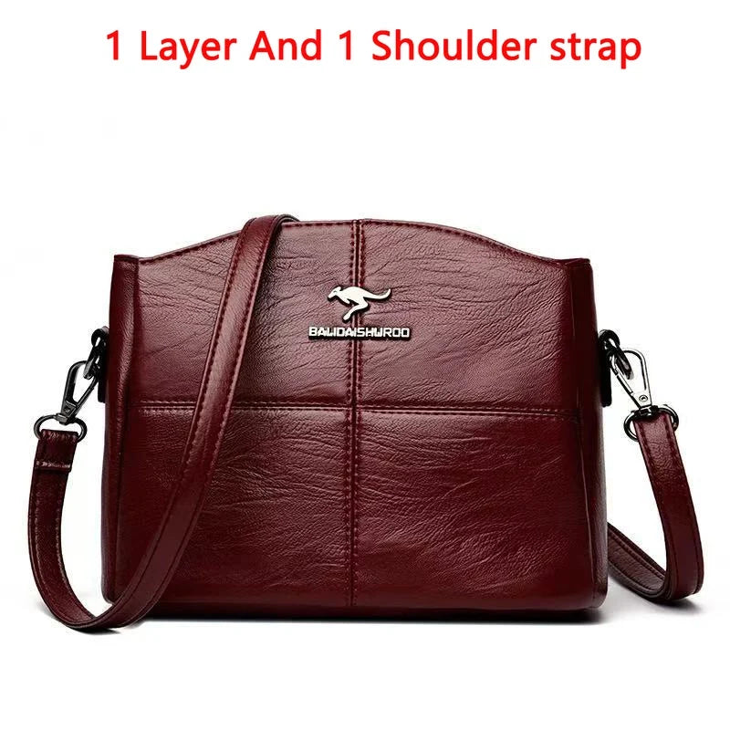 Brand Leather 3 Layers Alligator Crossbody Bag for Women Female Shoulder Messenger Sac Luxury Designer Ladies Handbags