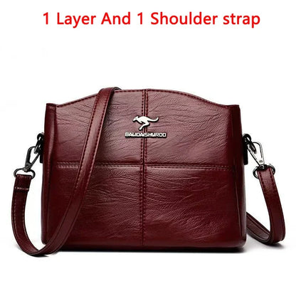 Brand Leather 3 Layers Alligator Crossbody Bag for Women Female Shoulder Messenger Sac Luxury Designer Ladies Handbags