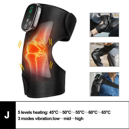 Electric Heated Vibration Knee Massage Pad, 3 in 1 Massager for Shoulder Elbow, Hot Compress Thermal Joint Brace Muscle Relaxation