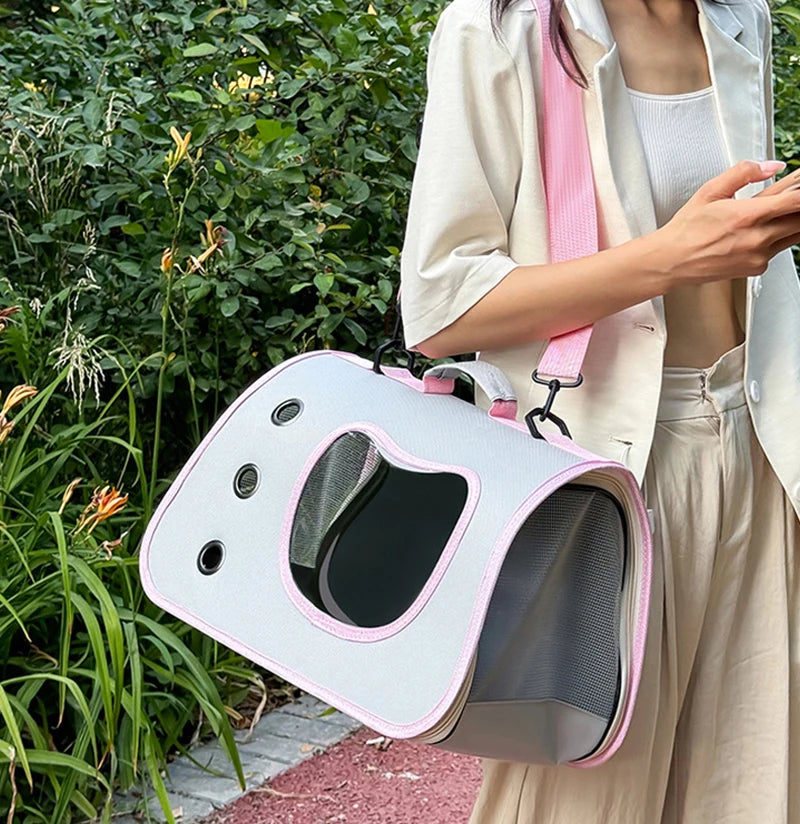 Portable Pet Carrier Bag for Small Dogs Cats, Outdoor Foldable Cat Bag, Breathable Cat Shoulder Bag, Kitten Carrying Bag