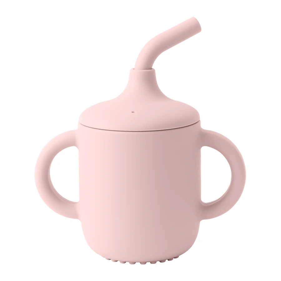 Color Kids 1Pcs Baby Learning Drinking Cup Portable Straw Detailed Comfortable Grip Silicone Double Ear Kids Sippy Cup Baby Stuff