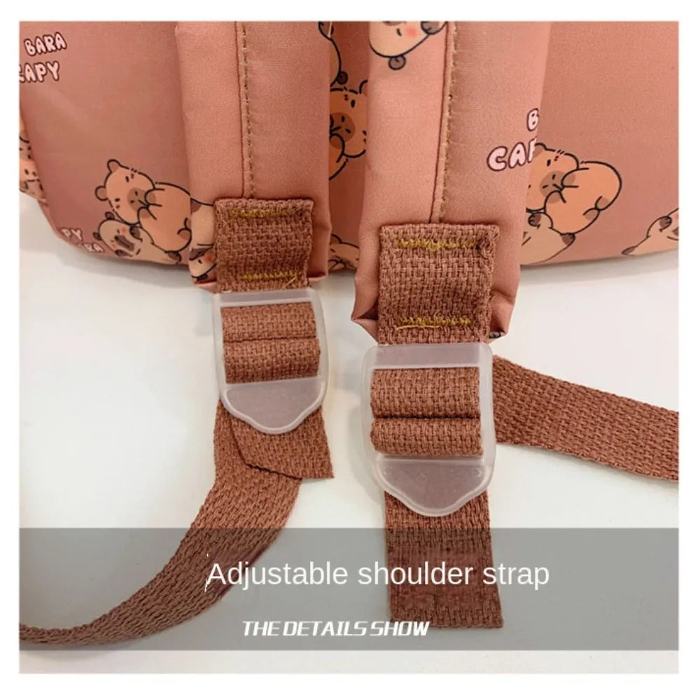 Cute Large Capacity Capybara Backpack, Cartoon Breathable Student Schoolbag, Nylon Ultra-light Book Bag, Back to school Girl