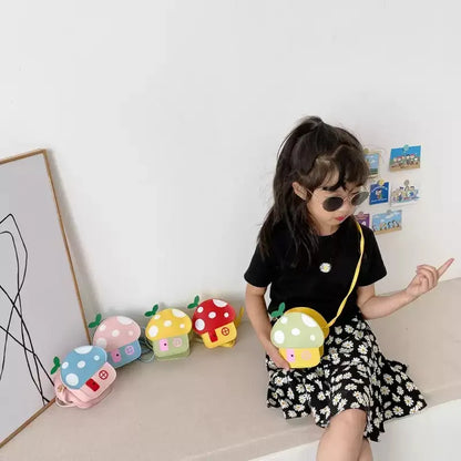Bolso de hombro cruzado para niños con diseño de hongo, cartera para niños, estilo coreano, bolso de mano informal, de 1 a 8 unidades