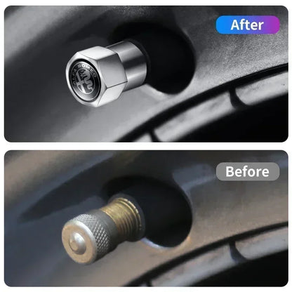 4Pcs Metal Car Wheel Tire Air Valve Caps Stem Covers For Alfa Romeo Mito Brera 147 Giulietta 159 156 Stelvio Sportiva Giulia