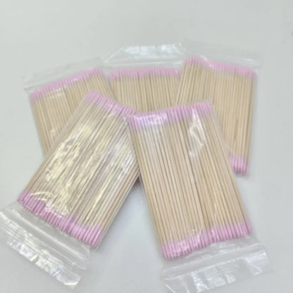 100/300/500 Pcs Disposable Ultrasmall Cotton Swab Brush Lint-Free Micro Wood Makeup Brushes for Eyelash/Tattoo Cleaning, Tattoo Accessories