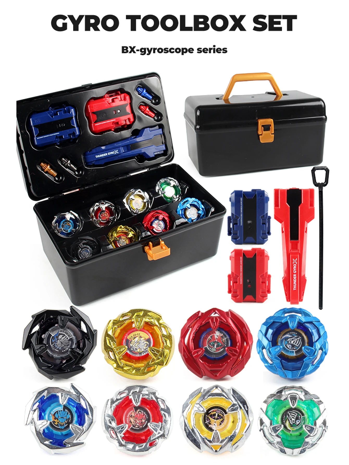Bey X Spinning Toy Kit Gyro Metal Battle Tops with Launchers Organize Box Set Gift