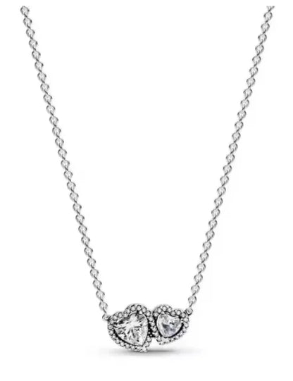 New 925 Silver bow Heart-shaped Ring Necklace Suitable for Valentine's Day,Holiday Gifts for Women DIY High-end ,Fashion Jewelry