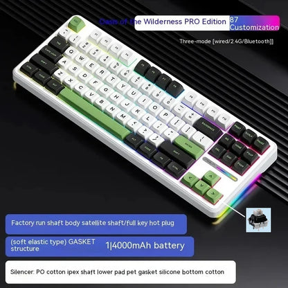 F87Pro Mechanical Keyboard, 2.4g/Usb/Bluetooth Tri Mode Wireless 87 Key 5 Layer Silencing Filling Suitable For Gaming Typing, AULA
