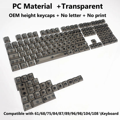 Full Sets Transparent Keycaps for Mechanical Keyboard Front/Side/None Print RGB Backlit Full/Misty Transparent Keycap 130+ Key